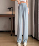 Zingj Pants Female Spring And Autumn 2024 New High Waist Hanging Feeling Loose Straight Leg Hanging Feeling Wide Leg Pants Large Size Pink Casual