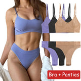 Underwear Set Women Seamless Bra Set Wireless Bra Sexy High Waisted Female Underpants Comfortable Basic Bralette