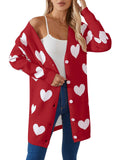 New Valentine's Day Love Knitted Cardigan V-Neck Button Long Coat Sweater