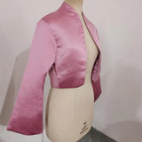 Long Sleeve Formal Ivory Wedding Bolero Satin Bridal Jacket Good Quality Custom Made Wholesale Wedding