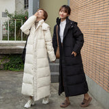 2023 Winter New Cotton-Padded Jacket Female Long Over The Knee Korean Version Slim Bestie Warm And Thick Long Cotton-Padded Jacket-Outfit