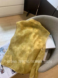Chinese Style Golden Yellow National Style Sleeveless Vest With Sleeveless Collar Temperament Retro Show Thin Folded