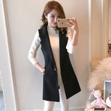 Zingj Vest Female 2024 Spring And Autumn New Korean Version Slim Sleeveless Vest Vest Long Vest Coat