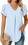 Zingj Wise Hot Style Summer Simple Women V-Neck Petal Sleeve Shirt Women's