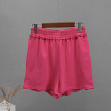 Rose Red Summer Soft Sets Women 2022 100% Cotton Suits Loose Casual 2-Pieces Short T and Shorts Pants Solid