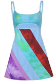 Y2K Patchwork Striped Cutout Mini