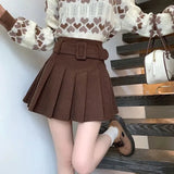Half-Dress Girl Hottie Thin A-Word Short Skirt Summer New High-Waist College Style Pure Folding