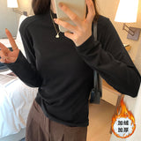 Shoulder Half-High Collar Long-Sleeved Cashmere Bottomed Blouse Women's Autumn And Winter New Thickened Underwear Thin