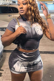 Tie Dye Print Trend 2Piece Sets Women 2023 Summer Casual T-Shirts+High Waist Skirts Lady Matching Outfits