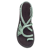 Zingj Size Summer Beach Sandals Women Clip Toe Rope Knot Flat Slippers Women- Outfit