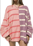 Zingj Wise Hot Style Autumn And Winter New Striped Knit Long Sleeve Hoodie Women-Outfit