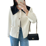 Zingj Size Women's Fat Mm Color Doll Collar Coat Autumn 2024 New Small Show Thin Hide Meat Jacket-Outfit