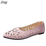 Women Hollow Flats Sandals Soft Ballet Shoes Female Fashion Casual PU Flats Slip On Breathable Comfort Ladies