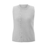 Sleeveless Knit Button Top- Outfit