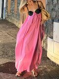 Color Lace Up Sling Maxi Dress Ladies Sexy Backless Off Shoulder Sleeveless Dresses Loose Female Party Holiday