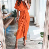 Women's Fashion Dress INS Temperament Fashion Printed Shirt Folded