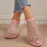 Summer New Round-Headed Sandals Hollowed-Out Network Celebrity Diamond-Encrusted Short Boots Summer Sexy Large-Size Flat
