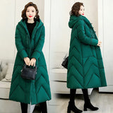 Korean Version Of Loose Leisure Cotton-Padded Jacket Long Painted Cotton-Padded Clothes Female Retro Art Down Cotton Clothes Middle-Aged And Elderly Mother Coat-Outfit