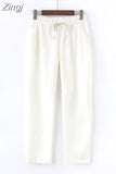 Cotton Linen Pants for Women Trousers Loose Casual Solid Color Women Harem Pants Capri Women's