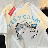 Keep Calm Cat Hair Dryer Print T-shirtOutfit