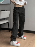 Low Waist Baggy Parachute Cargo Pants-Outfit