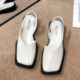 Zingj New Style Head Cover Square Heel Sandals Comfortable Flat-Soled Fashionable Square Head Ma Lizhen Sandals 211-1-Outfit