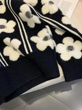 Beading Flower Knitted Women Sweater Tops 2023 Autumn Winter Vintage Elegant Ladies Pullover Long Sleeve Fashion