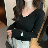V-Neck Simple Ins Lazy Sweater A New Style Slim In Autumn And Winter Shows Lean Temperament And Wears A Sweater