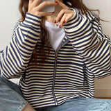 Hooded Short Sweater Women's 2023 New Winter Korean Loose Zipper Long-Sleeved Blouse Spring And Autumn