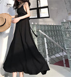 Summer Dress Sexy Spaghetti Strap Backless Back Belt Long Dress Retro Temperament Strapless Chiffon Dress Female