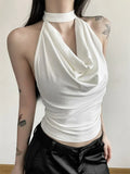 Color Simple Casual All-match Cool Confident Sexy Beautiful High Street Summer Travel Women's Thin Halter