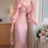Zingj Chic Summer New Show Thin Temperament French Grandiflorum Tea Break Dress With Slit