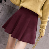Zingj And Winter New Solid Color Knitted Skirt Short Skirt High Waist A-Shaped Skirt Umbrella Skirt College Caramel Color Base