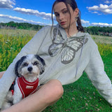 Y2K Print Green Women Hoodies Oversized 2022 Autumn Winter Zip Up Hoodie Vintage Casual Long Sleeve Hooded
