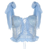Pure Summer Baby Blue Ruffle Crop TopOutfit