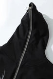 Zipper Gothic Print Oversized Hoodie- Outfit