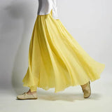 Linen Cotton Long Skirts Elastic Waist Pleated Maxi Skirts Beach Boho Vintage Summer Skirts Faldas