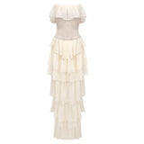 Corset Chiffon Frill Tiered Maxi Dress-Outfit