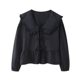 New Spring Doll Tie Casual Loose Solid Color