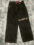 Sales Of Black Printed Jeans, Vintage Jazz Dance Pants, Harajuku Cool