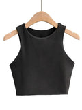 Summer Fashion Women Sexy Slim Tops O-neck Sleeveless Double Nylon Ladies Good Quality Tank Tops 6