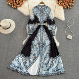 Zingj Court Wind Is Amazing, The Skirt Feels Elegant, The Printing Temperament Is Elegant, The Vertical Collar Is Single-Breasted, The Waist Is Slim, And The Dress Is With Large