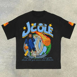 Men's T-Shirt 2024 Basketball Shirt Sports Style Short-Sleeved Cotton Print Loose T-Shirt Street Hip-Hop Blouse Short