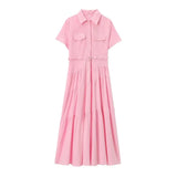 New Spring Style Spliced Dress With Belt Shirt