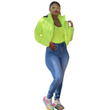 Coat Neon Color Women Cropped Puffer Jacket High Street Winter Warm Thick Parka Down Coat Short Jacket Outwear