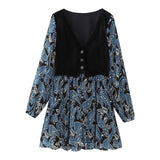 New Velvet Vest Folded With Printed Dress