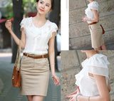 Size Women Shirts Summer Casual O-Neck Chiffon Blouse Women Top Camisa Feminina Short Sleeve Ladies Work Blouse Femme