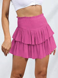 Smock Tiered Ruffle Mini Skirt-Outfit