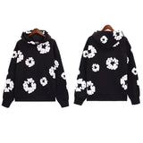 Printed Flower Wood Cotton Loose Sweater Y2K Hip Hop Street Pullover For