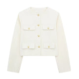 New Clip Round Collar Short Jacket